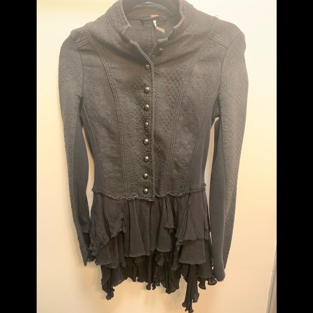 Free People Ruffle Military Coat